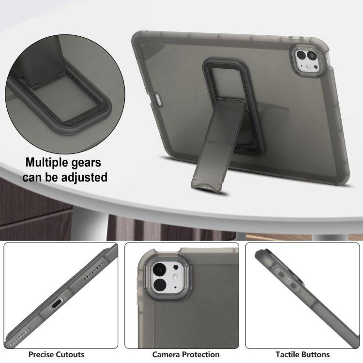 For iPad Pro 11 2025 / 2024 Semi-Transparent TPU Shockproof Tablet Case with Holder