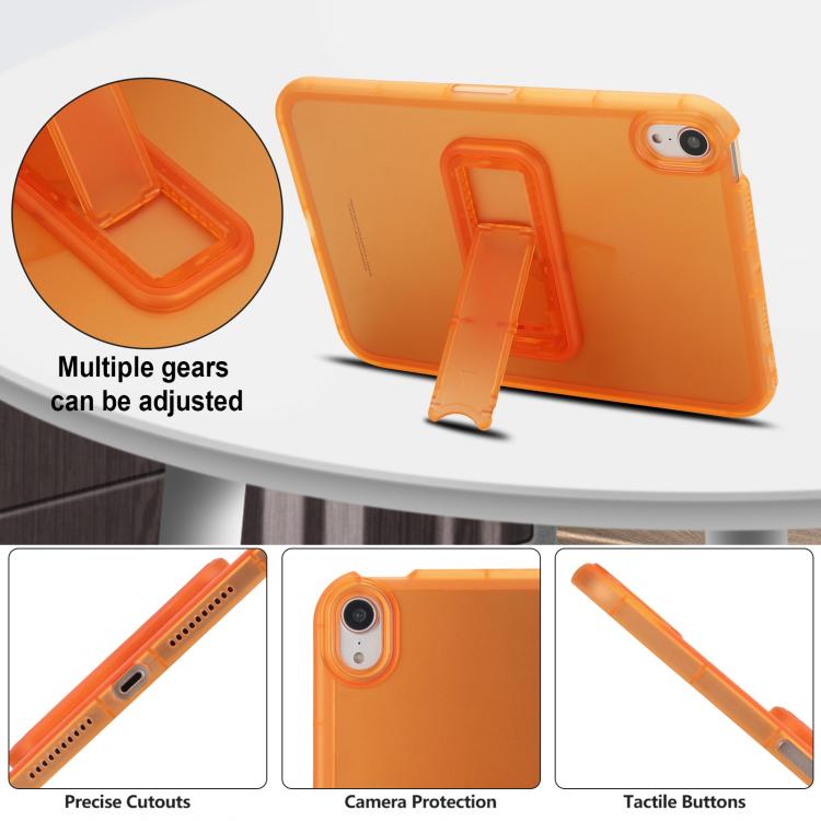 For iPad mini 6 / mini 2024 Semi-Transparent TPU Shockproof Tablet Case with Holder