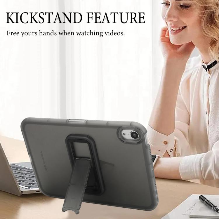 For iPad mini 6 / mini 2024 Semi-Transparent TPU Shockproof Tablet Case with Holder