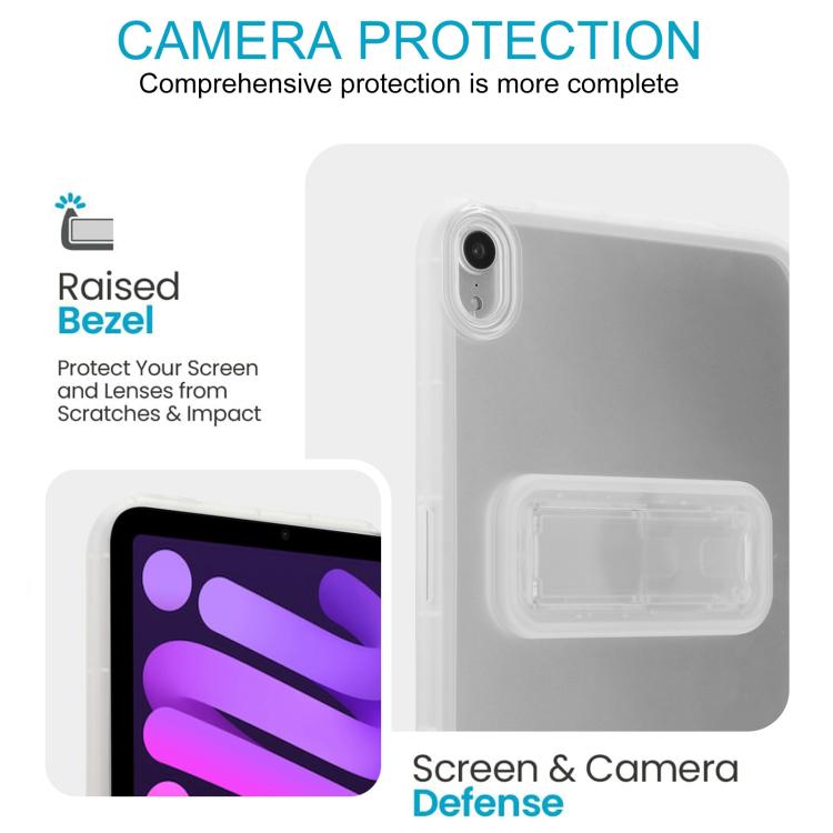 For iPad mini 6 / mini 2024 Semi-Transparent TPU Shockproof Tablet Case with Holder