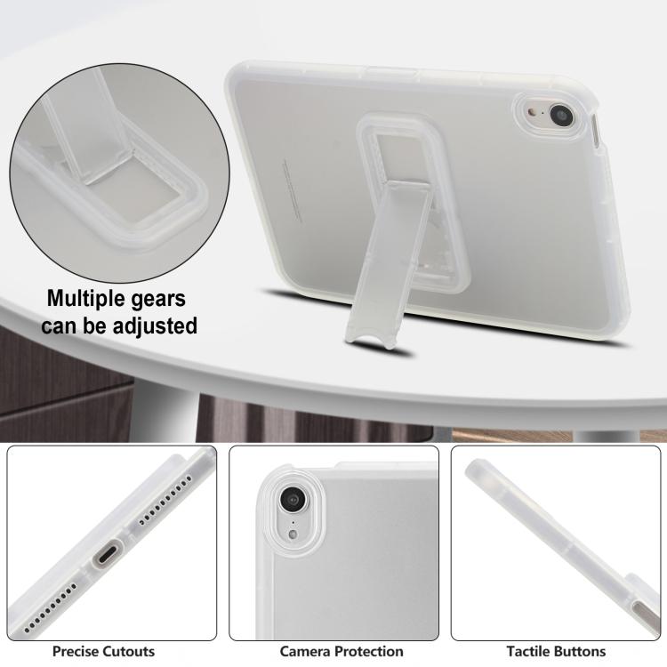 For iPad mini 6 / mini 2024 Semi-Transparent TPU Shockproof Tablet Case with Holder