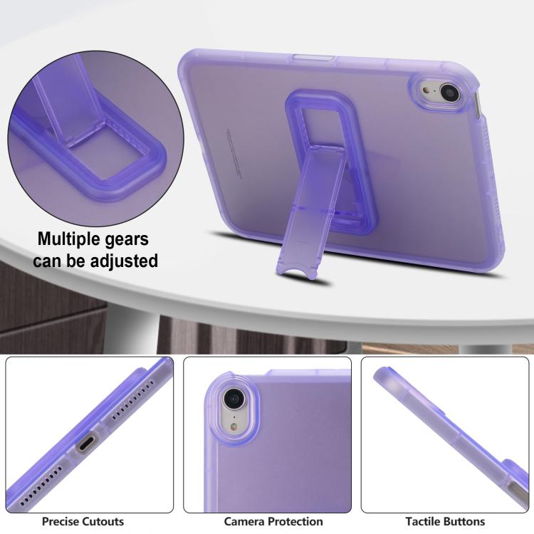 For iPad mini 6 / mini 2024 Semi-Transparent TPU Shockproof Tablet Case with Holder