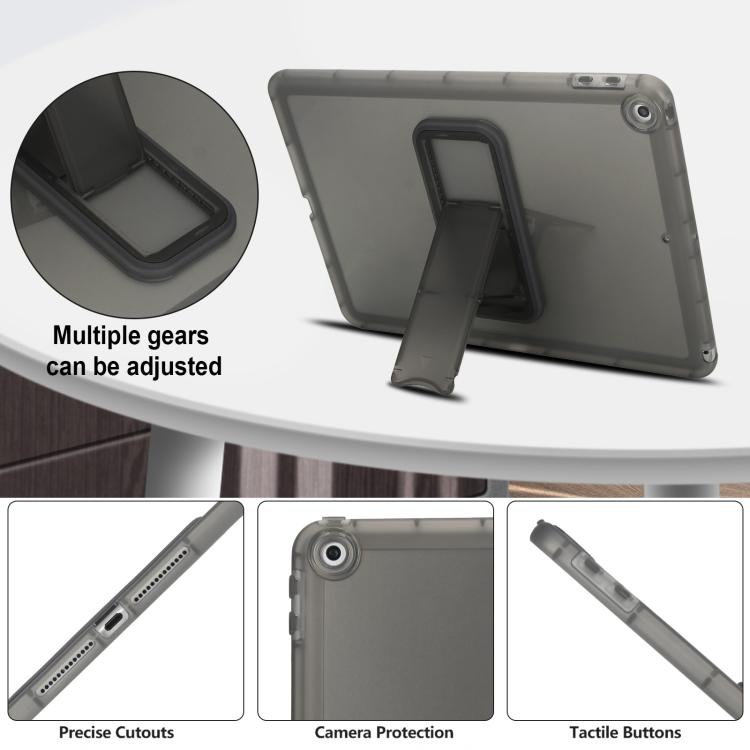 For iPad 10.2 2021 / 2020 / 2019 Semi-Transparent TPU Shockproof Tablet Case with Holder