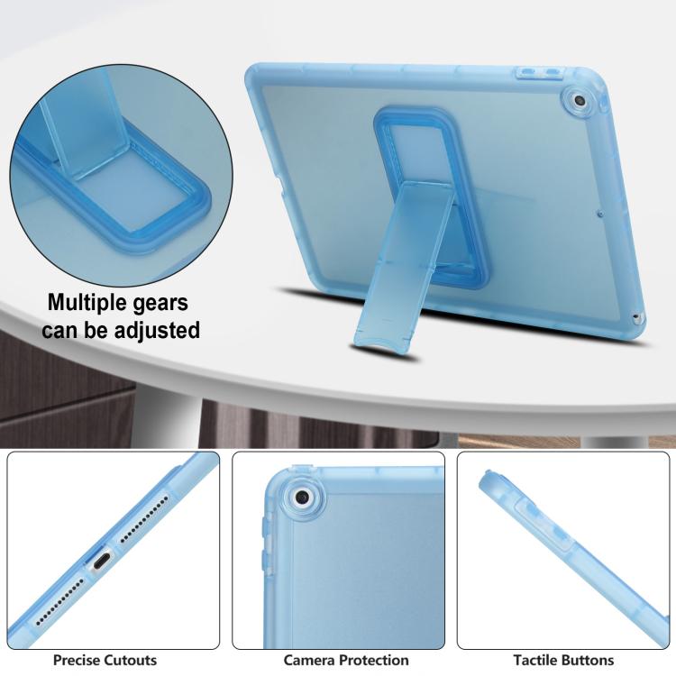For iPad 10.2 2021 / 2020 / 2019 Semi-Transparent TPU Shockproof Tablet Case with Holder