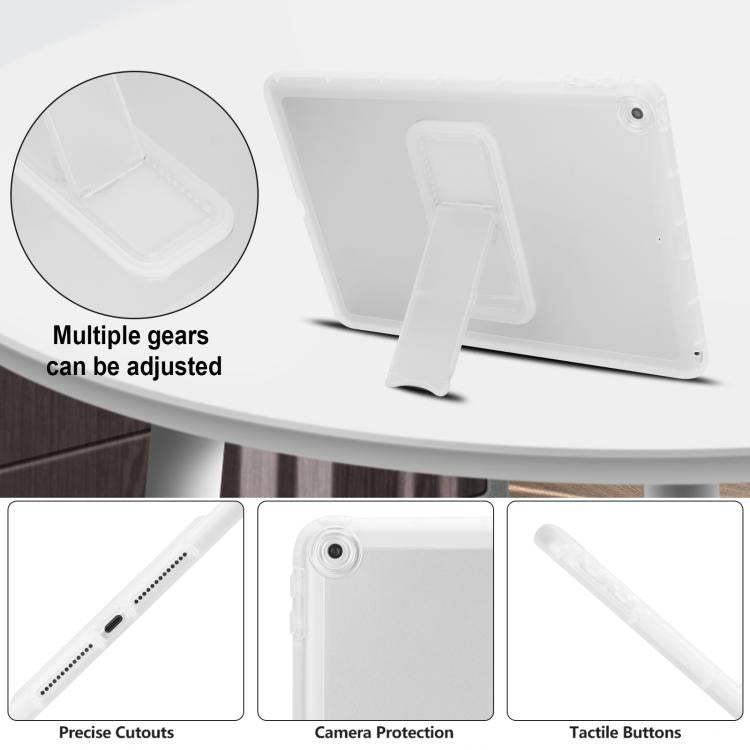For iPad 10.2 2021 / 2020 / 2019 Semi-Transparent TPU Shockproof Tablet Case with Holder