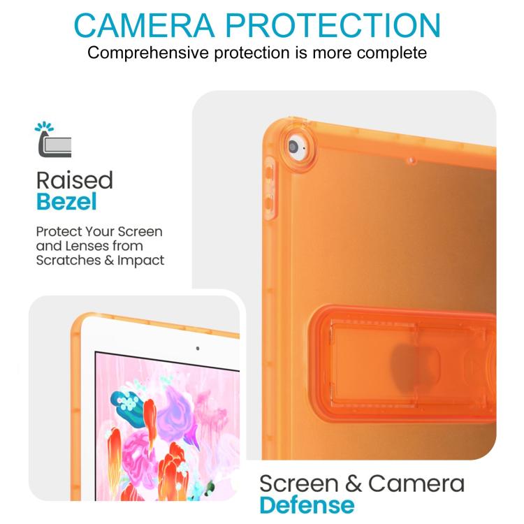 For iPad Air / Air 2 / 9.7 2017 / 2018 Semi-Transparent TPU Shockproof Tablet Case with Holder