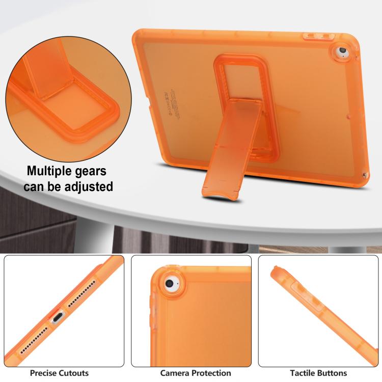 For iPad Air / Air 2 / 9.7 2017 / 2018 Semi-Transparent TPU Shockproof Tablet Case with Holder