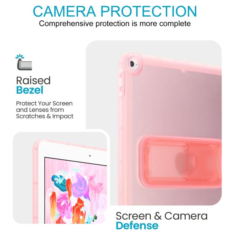 For iPad Air / Air 2 / 9.7 2017 / 2018 Semi-Transparent TPU Shockproof Tablet Case with Holder