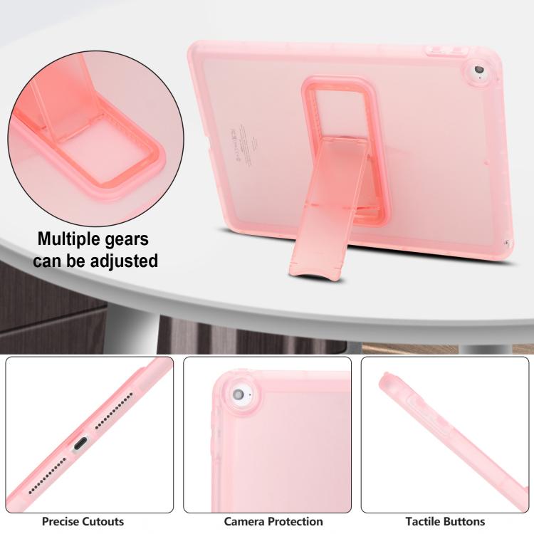 For iPad Air / Air 2 / 9.7 2017 / 2018 Semi-Transparent TPU Shockproof Tablet Case with Holder