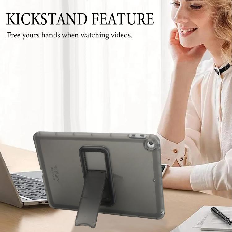 For iPad Air / Air 2 / 9.7 2017 / 2018 Semi-Transparent TPU Shockproof Tablet Case with Holder