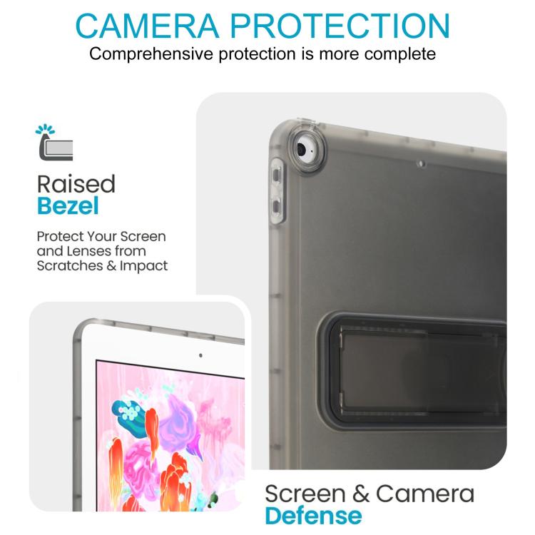 For iPad Air / Air 2 / 9.7 2017 / 2018 Semi-Transparent TPU Shockproof Tablet Case with Holder