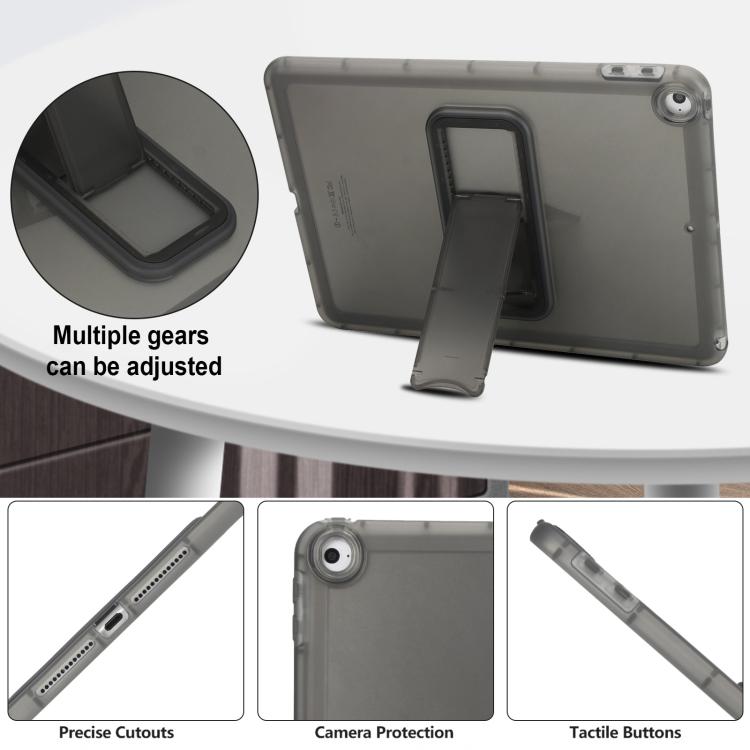 For iPad Air / Air 2 / 9.7 2017 / 2018 Semi-Transparent TPU Shockproof Tablet Case with Holder
