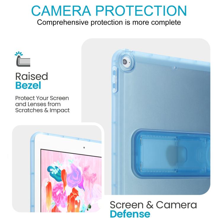 For iPad Air / Air 2 / 9.7 2017 / 2018 Semi-Transparent TPU Shockproof Tablet Case with Holder