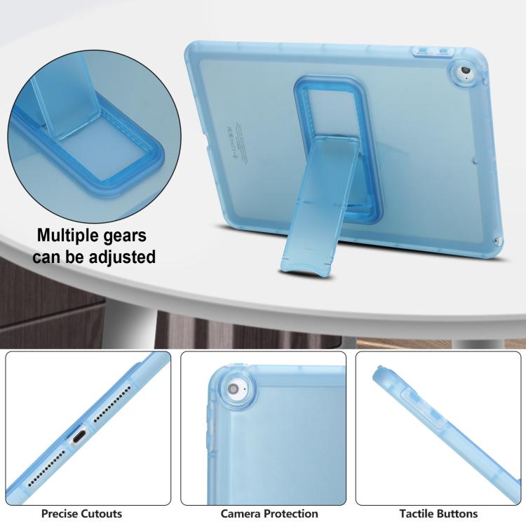 For iPad Air / Air 2 / 9.7 2017 / 2018 Semi-Transparent TPU Shockproof Tablet Case with Holder