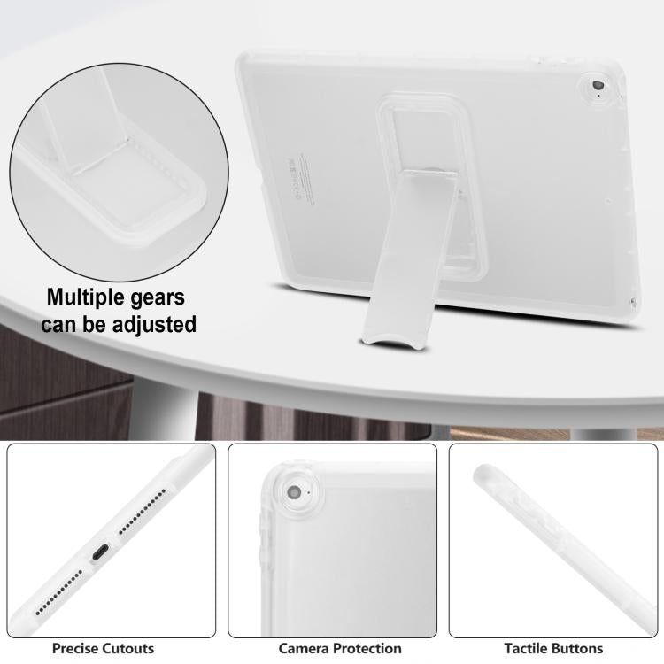 For iPad Air / Air 2 / 9.7 2017 / 2018 Semi-Transparent TPU Shockproof Tablet Case with Holder
