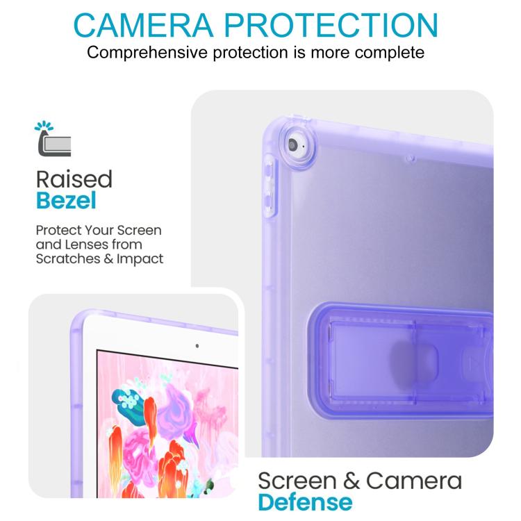 For iPad Air / Air 2 / 9.7 2017 / 2018 Semi-Transparent TPU Shockproof Tablet Case with Holder