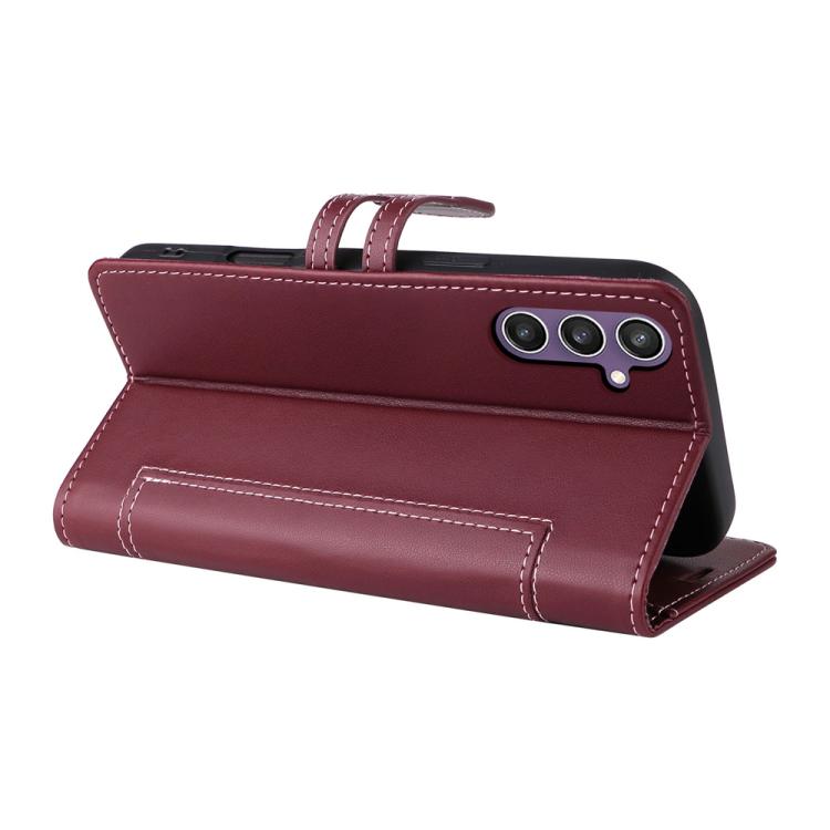 For Samsung Galaxy S25 FE 5G Stitched Magnetic Buckle Leather Phone Case