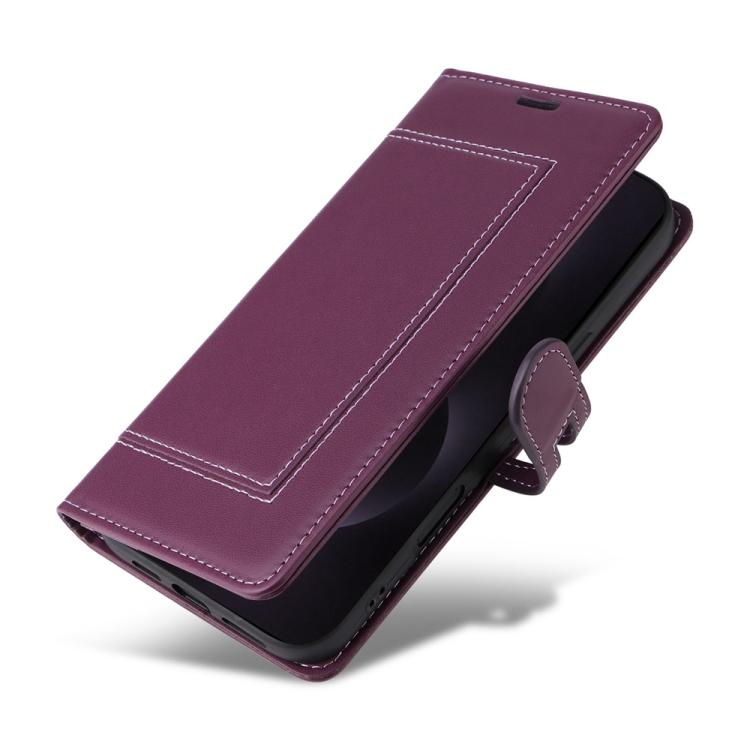 For Samsung Galaxy S25 Edge 5G Stitched Magnetic Buckle Leather Phone Case