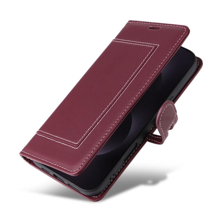 For Samsung Galaxy S25 Edge 5G Stitched Magnetic Buckle Leather Phone Case