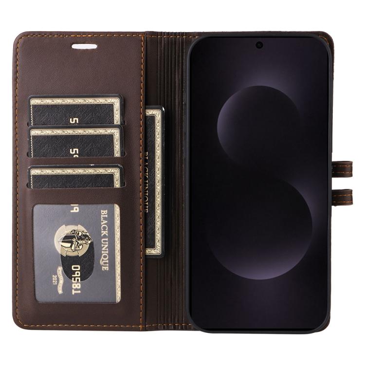 For Samsung Galaxy S25 Edge 5G Stitched Magnetic Buckle Leather Phone Case