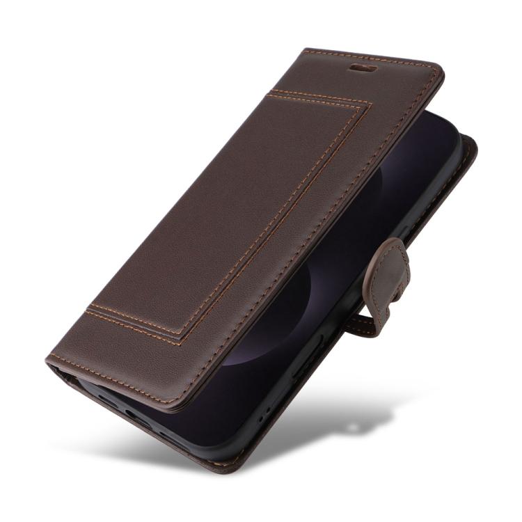 For Samsung Galaxy S25 Edge 5G Stitched Magnetic Buckle Leather Phone Case