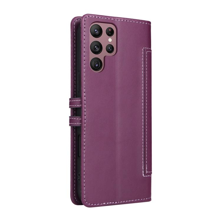 For Samsung Galaxy S24 Ultra 5G Stitched Magnetic Buckle Leather Phone Case