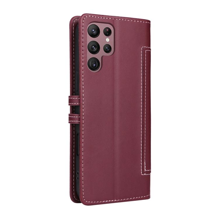 For Samsung Galaxy S24 Ultra 5G Stitched Magnetic Buckle Leather Phone Case