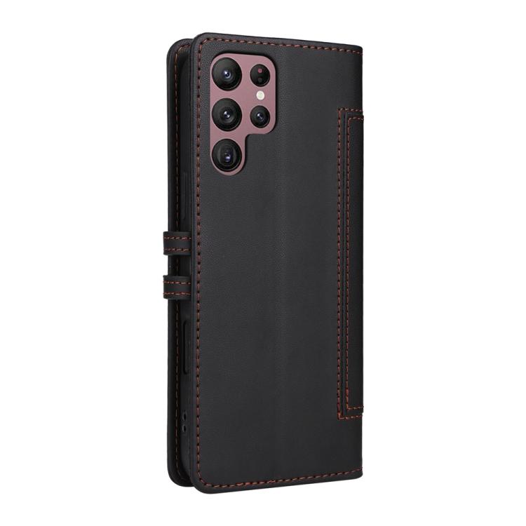 For Samsung Galaxy S24 Ultra 5G Stitched Magnetic Buckle Leather Phone Case
