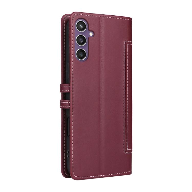 For Samsung Galaxy S24 FE 5G Stitched Magnetic Buckle Leather Phone Case