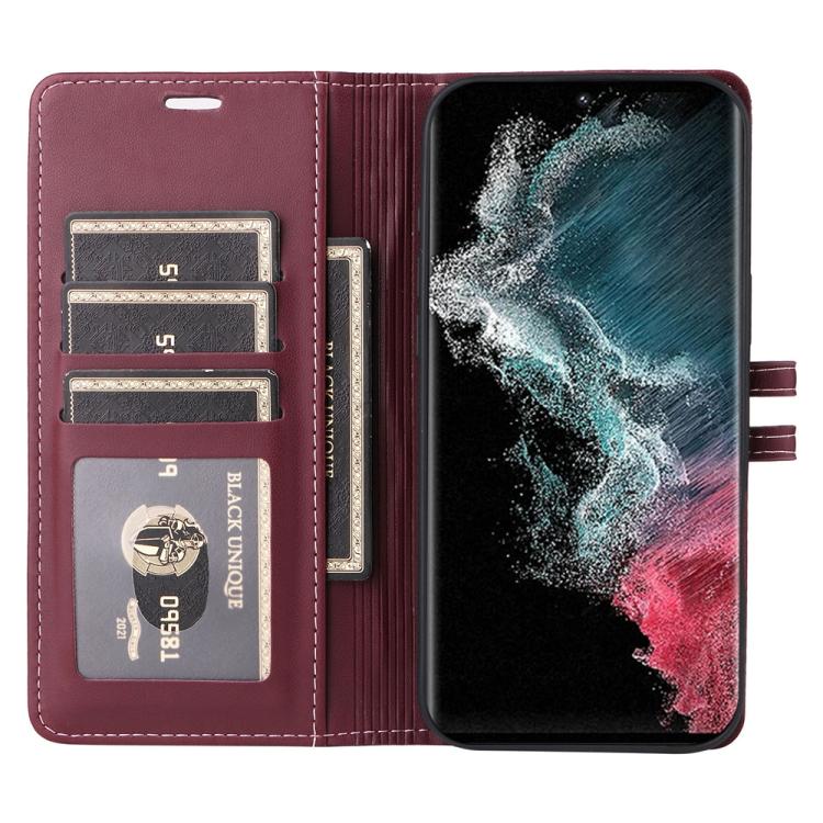 For Samsung Galaxy S23 Ultra 5G Stitched Magnetic Buckle Leather Phone Case