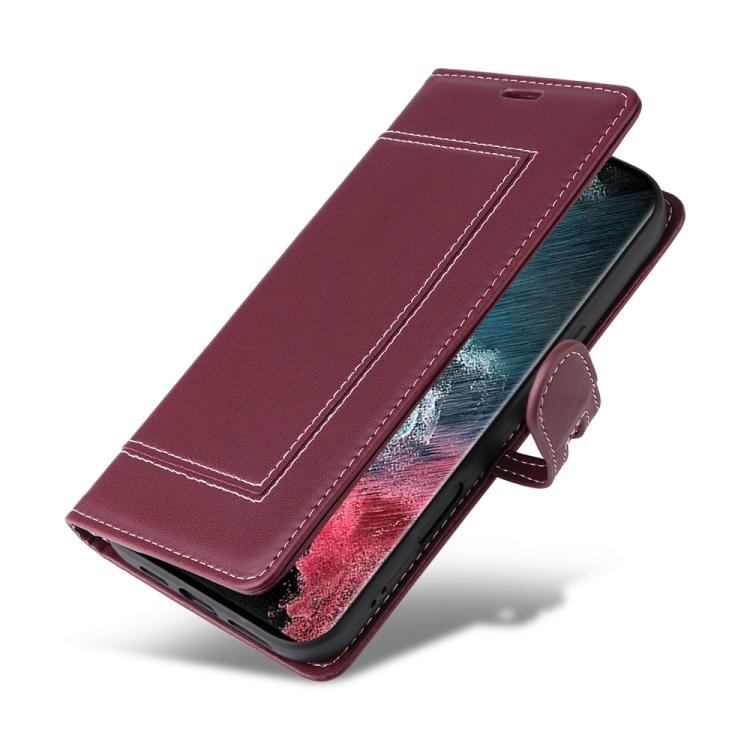 For Samsung Galaxy S23 Ultra 5G Stitched Magnetic Buckle Leather Phone Case