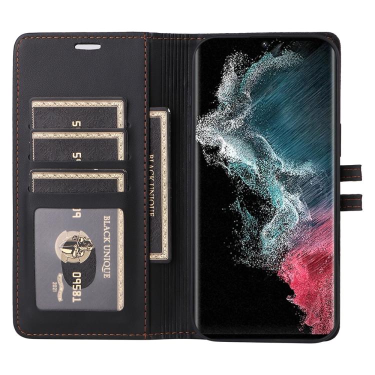For Samsung Galaxy S23 Ultra 5G Stitched Magnetic Buckle Leather Phone Case