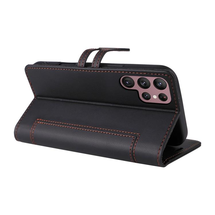For Samsung Galaxy S23 Ultra 5G Stitched Magnetic Buckle Leather Phone Case