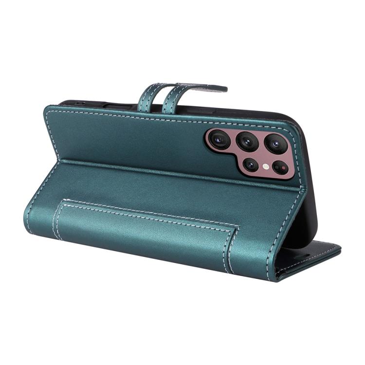 For Samsung Galaxy S22 Ultra 5G Stitched Magnetic Buckle Leather Phone Case