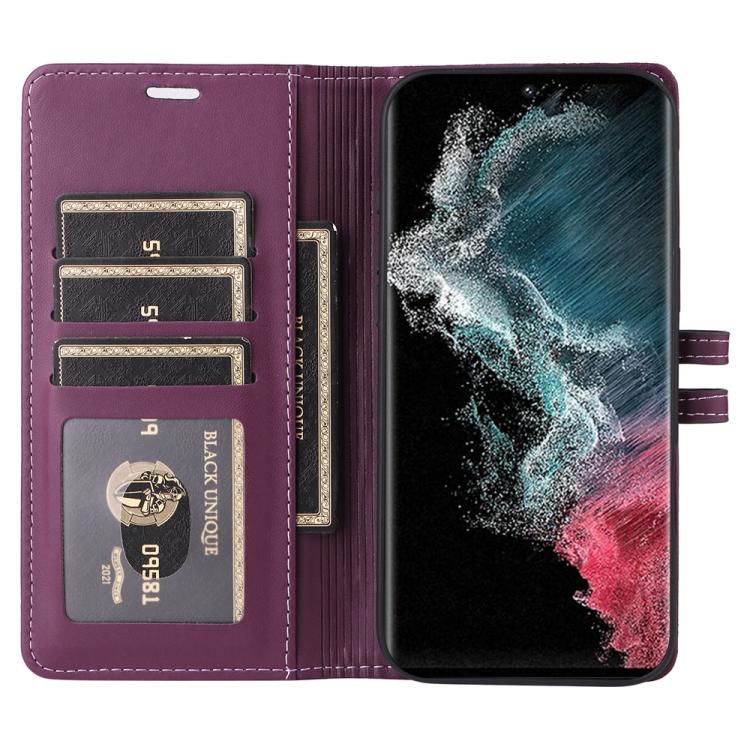 For Samsung Galaxy S22 Ultra 5G Stitched Magnetic Buckle Leather Phone Case
