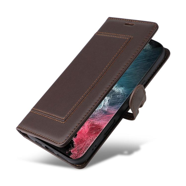 For Samsung Galaxy S22 Ultra 5G Stitched Magnetic Buckle Leather Phone Case