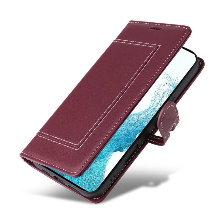For Samsung Galaxy S22 5G Stitched Magnetic Buckle Leather Phone Case