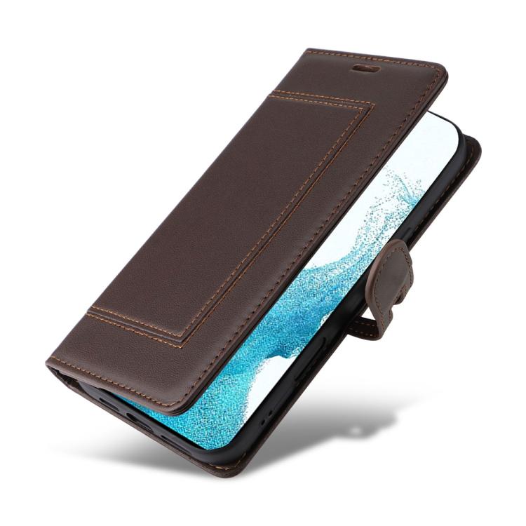 For Samsung Galaxy S22 5G Stitched Magnetic Buckle Leather Phone Case