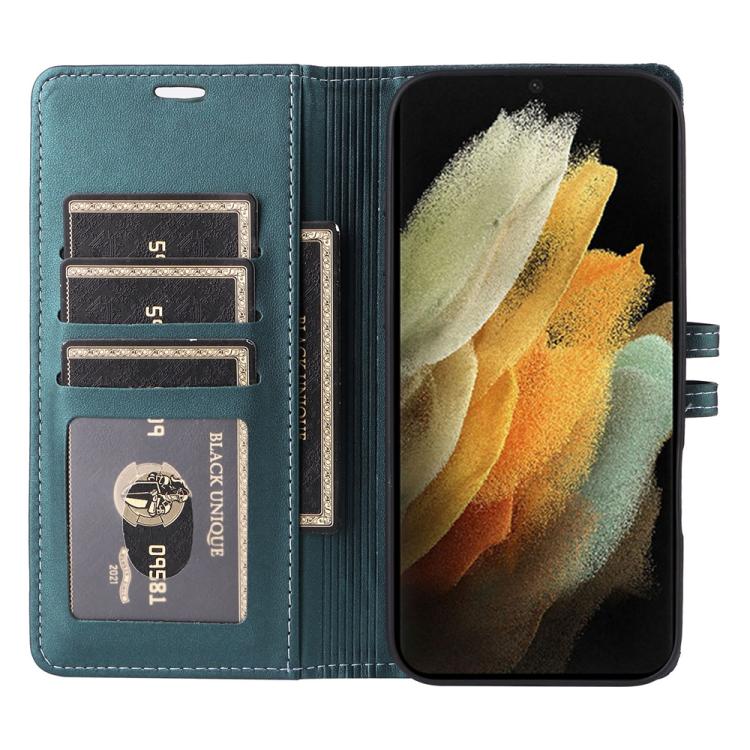 For Samsung Galaxy S21 Ultra 5G Stitched Magnetic Buckle Leather Phone Case