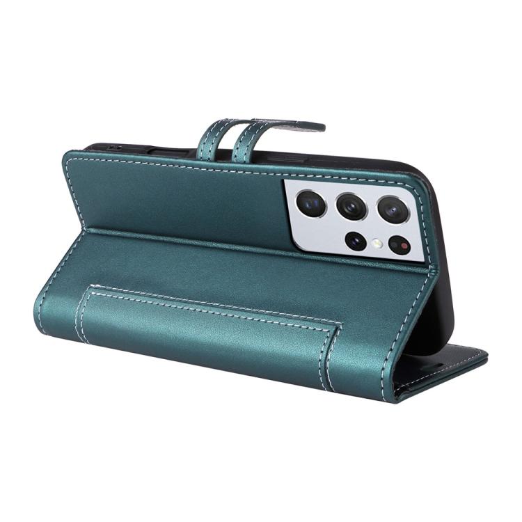 For Samsung Galaxy S21 Ultra 5G Stitched Magnetic Buckle Leather Phone Case