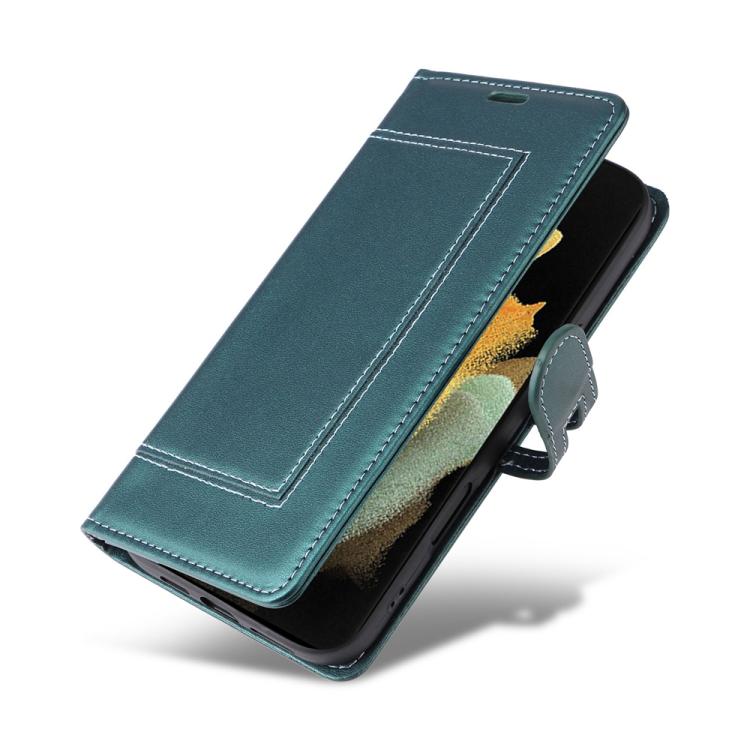 For Samsung Galaxy S21 Ultra 5G Stitched Magnetic Buckle Leather Phone Case