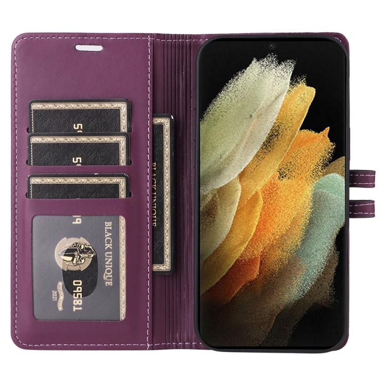 For Samsung Galaxy S21 Ultra 5G Stitched Magnetic Buckle Leather Phone Case