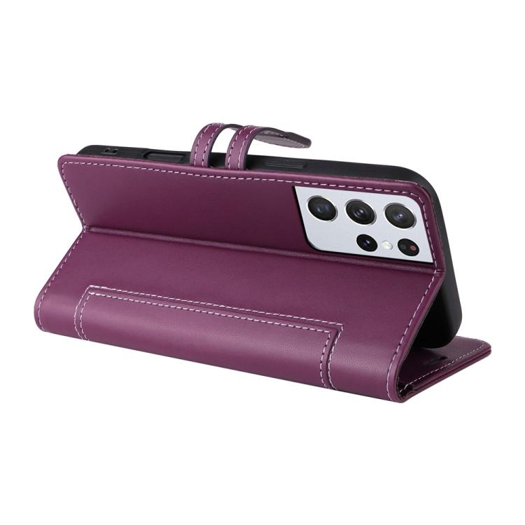 For Samsung Galaxy S21 Ultra 5G Stitched Magnetic Buckle Leather Phone Case