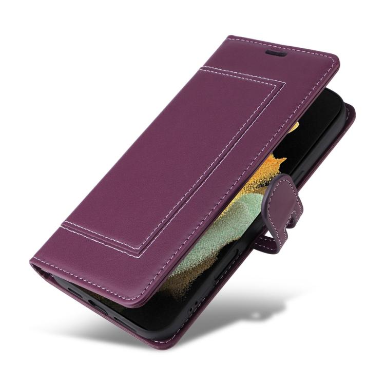 For Samsung Galaxy S21 Ultra 5G Stitched Magnetic Buckle Leather Phone Case