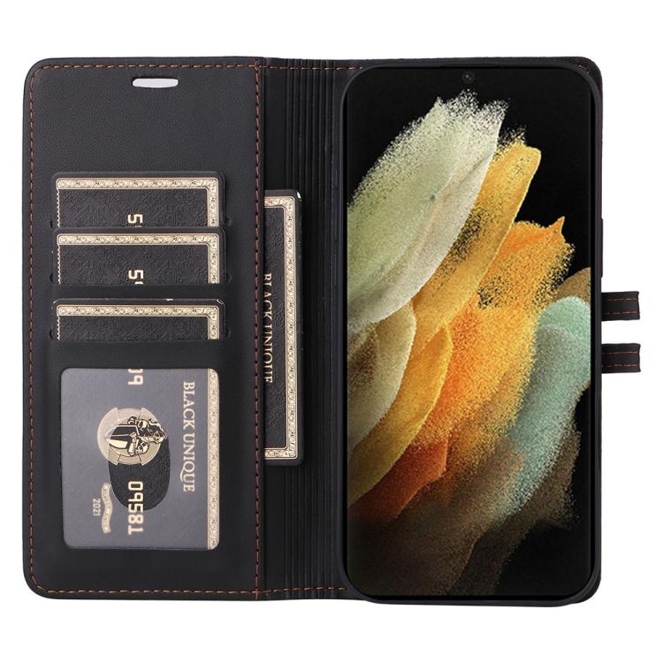 For Samsung Galaxy S21 Ultra 5G Stitched Magnetic Buckle Leather Phone Case