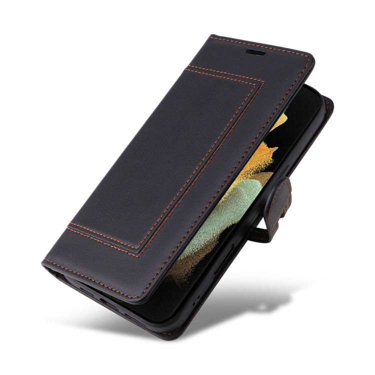 For Samsung Galaxy S21 Ultra 5G Stitched Magnetic Buckle Leather Phone Case