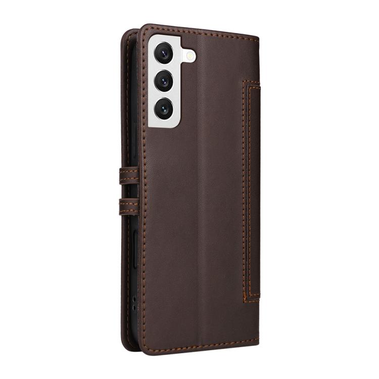 For Samsung Galaxy S21 FE 5G Stitched Magnetic Buckle Leather Phone Case