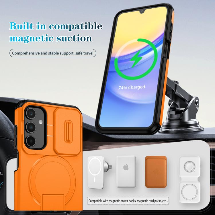 For Samsung Galaxy A15 5G / 4G Sliding Camshield MagSafe Holder Phone Case