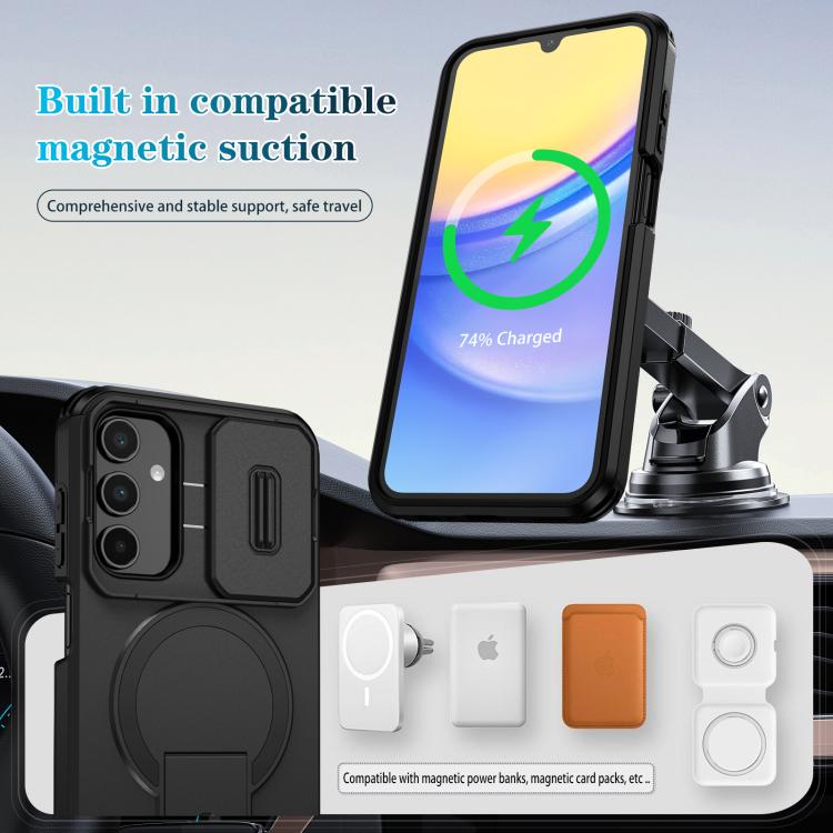 For Samsung Galaxy A15 5G / 4G Sliding Camshield MagSafe Holder Phone Case