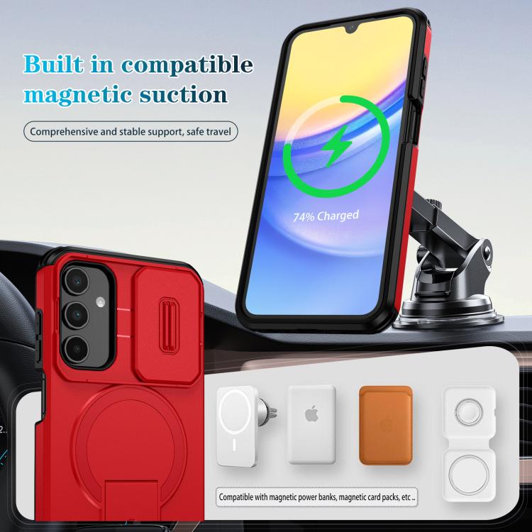 For Samsung Galaxy A15 5G / 4G Sliding Camshield MagSafe Holder Phone Case